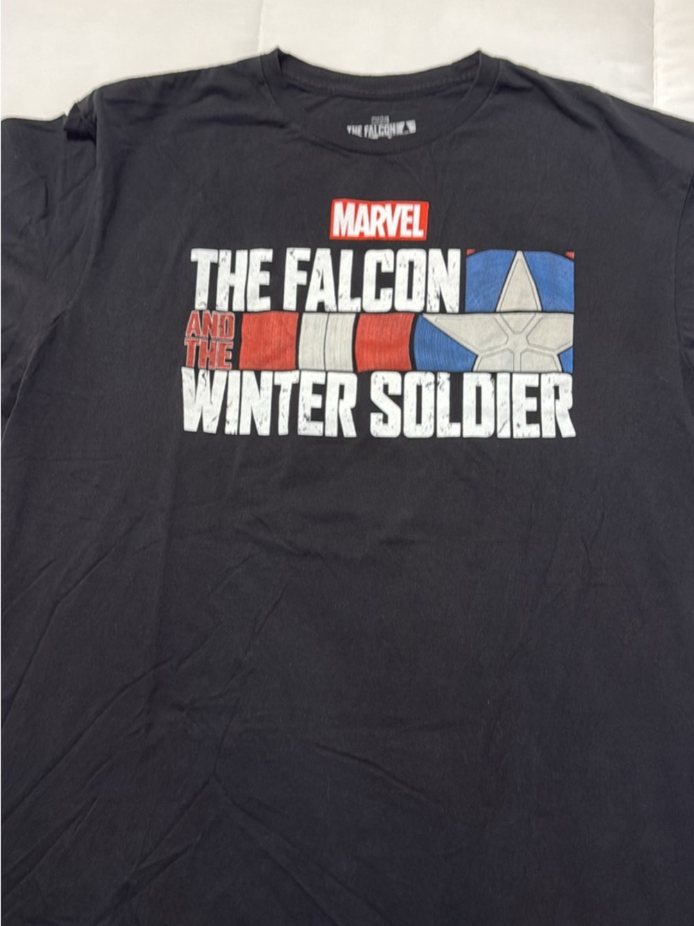 Marvel Black Graphic Tee with White and Red Accents
